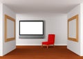 Gallery with chair and lcd tv Royalty Free Stock Photo
