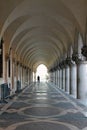 Gallery with columns in the street Venice Italy Royalty Free Stock Photo