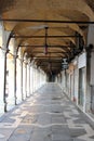 Gallery with columns in the street Venice Italy