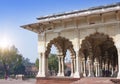 Gallery with columns in the white palace of the Red fort. Agra. India Royalty Free Stock Photo