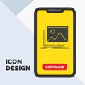 gallery, image, landscape, nature, photo Glyph Icon in Mobile for Download Page. Yellow Background Royalty Free Stock Photo