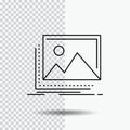 gallery, image, landscape, nature, photo Line Icon on Transparent Background. Black Icon Vector Illustration Royalty Free Stock Photo