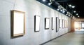 Gallery interior with group of empty frames Royalty Free Stock Photo