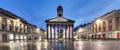 Gallery of Modern Art in Royal Exchange Square in the heart of Glasgow city centre in twilight , Scotland, panorama