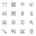 Gallery and museum line icons set,