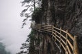 Gallery road on cliff on Mingyue Mountain, China