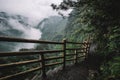 Gallery road on cliff on Mingyue Mountain, China Royalty Free Stock Photo