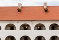 Gallery with roof, inner courtyard of the castle Palanok, Mukachevo, Ukraine Royalty Free Stock Photo