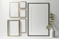 Gallery wall mockup, frames on the wall, minimalist frame mockup, Generative AI