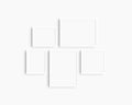 Gallery wall mockup set, 5 white frames. Clean, modern, and minimalist frame mockup.