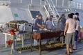 The Galley Crew on the Oceanic Endeavour Seismic Vessel cooking up a BBQ