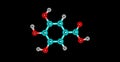 Gallic acid molecular structure isolated on black
