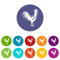 Gallic rooster set icons Royalty Free Stock Photo