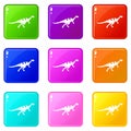 Gallimimus dinosaur icons 9 set