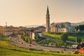 GALLIO, ITALY - July 23rd, 2019: Panoramic view to the town at sunrise