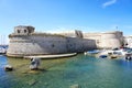 Gallipoli Castle, Apulia, Italy. The Angevine-Aragonese Castle of Gallipoli was built in the 13th century by the Byzantines. It Royalty Free Stock Photo