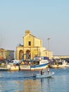 Fishing port of Gallipoli and with Madonna del Canneto church.