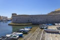 View of the tower of Gallipoli castle in the seaside town of Gallipoli, province of Lecce,