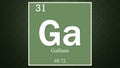 Gallium chemical element symbol on dark green abstract background