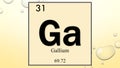 Gallium chemical element symbol on yellow bubble background