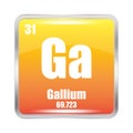 Gallium element icon. Ga symbol focus. Atomic number 31. Mass 69.723. Royalty Free Stock Photo