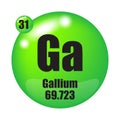 Gallium icon. Atomic number 31. Mass 69.723. Vector symbol. Royalty Free Stock Photo