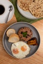 Gallo pinto costa rica traditional breakfast with black coffee and tortillas top view Royalty Free Stock Photo