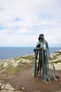 Gallo statue overlooking cornish coast at Tintagel. Inspired by Legend of King Arthur