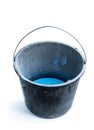 5 gallon black plastic bucket with blue acrylic primer water-repellent coating isolated Royalty Free Stock Photo