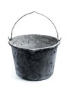 5 gallon black plastic bucket used for mixing concrete isolated on white Royalty Free Stock Photo