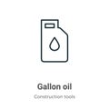 Gallon oil outline vector icon. Thin line black gallon oil icon, flat vector simple element illustration from editable tools Royalty Free Stock Photo