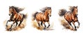 gallop galloping wild horse ai generated watercolor Royalty Free Stock Photo