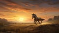 Hyper-detailed Horse Running Behind Tall Hill In Realistic Style