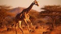 Innovating Techniques: Backlit Photography Of A Giraffe In Vray Tracing Style