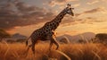Realistic Giraffe In Grass: Hyper-detailed Matte Painting