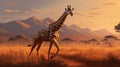 Elongated Giraffe On The Plains - Hyperrealistic Speedpainting