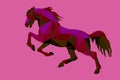 Horse, isolated image on a purple background  in low poly style Royalty Free Stock Photo