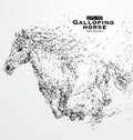 Galloping horse,Many particles,sketch, illustration.