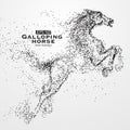 Galloping horse,Many particles,sketch, illustration,The moral development and progress.