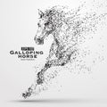 Galloping horse,Many particles,sketch,vector illustration,The moral development and progress. Royalty Free Stock Photo
