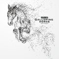 Galloping horse,Many particles,sketch,vector illustration,The moral development and progress.