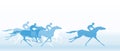 Blue banner with horse racing.