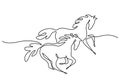 Galloping horses. Continuous one line drawing. Horse logo. Royalty Free Stock Photo