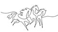 Galloping horses. Continuous one line drawing. Horse logo. Royalty Free Stock Photo