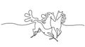 Galloping horses. Continuous one line drawing. Horse logo. Royalty Free Stock Photo