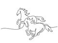 Galloping horses. Continuous one line drawing. Horse logo. Royalty Free Stock Photo