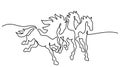 Galloping horses. Continuous one line drawing. Horse logo. Royalty Free Stock Photo