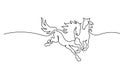 Galloping horses. Continuous one line drawing. Horse logo. Royalty Free Stock Photo