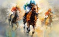 Galloping Stallions in a Horse Race - Athletic Elegance and Competitive Spirit, Generative AI
