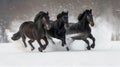 Galloping Trio - A Stunning Short Side View of 3 Horses, Generative AI